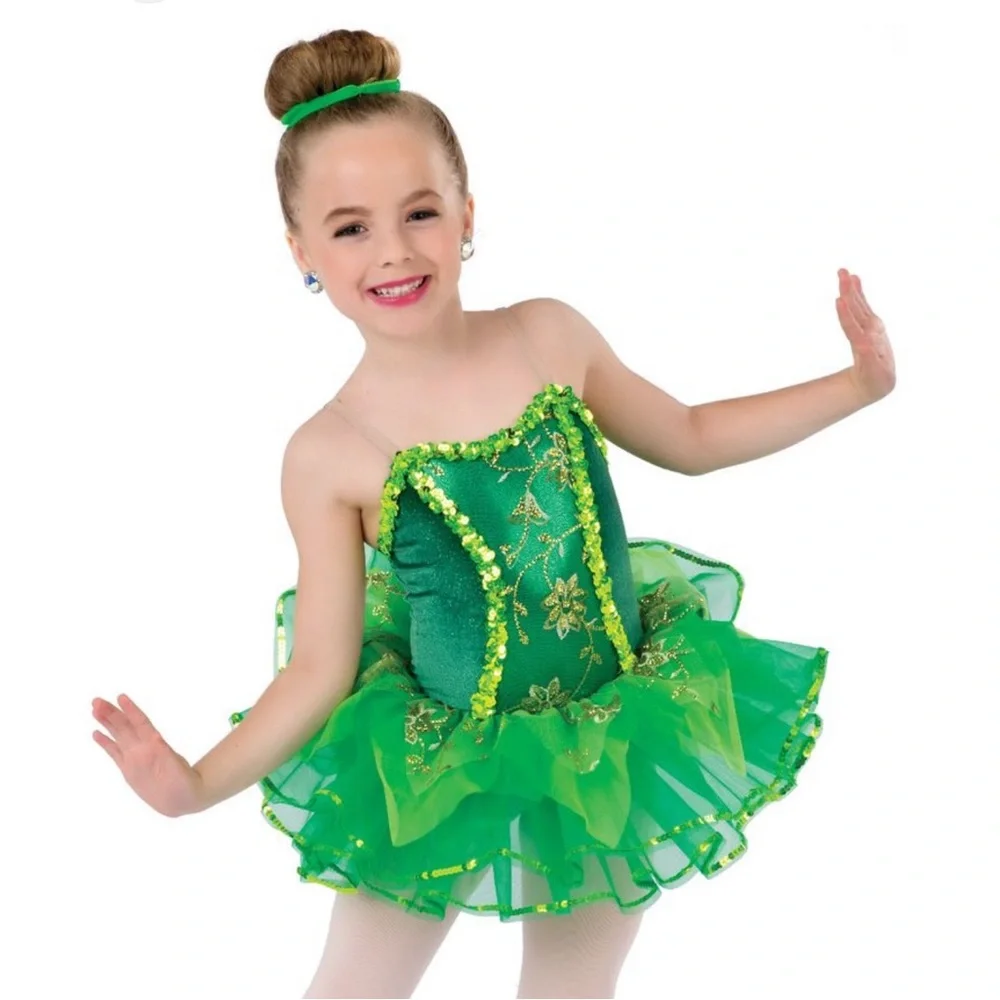A Wish Come True | Fairy Dust Sparkly Green Gold Ballet Tutu Costume, Size ISC